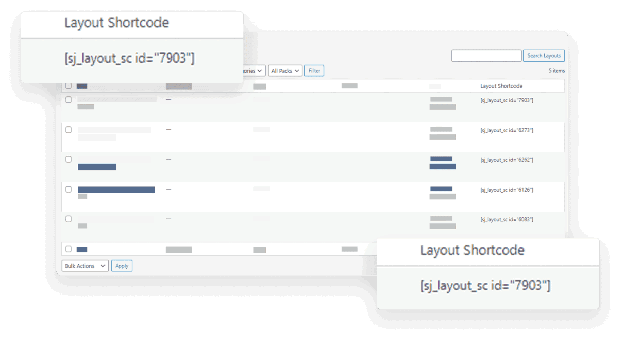 Every Layout as Shortcode